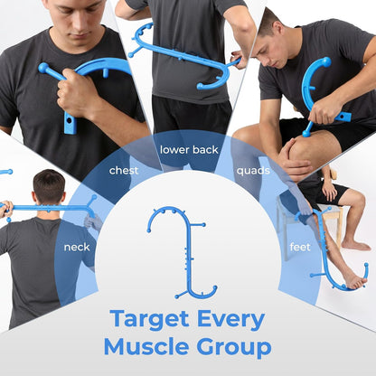 Detachable Trigger Point Massage Tool for Body Muscle Pain Relief | Button-Release Design, S/C, Massage Hook for Back, Neck & Shoulder, Pressure Point Therapy Tool for Deep Tissue Relief