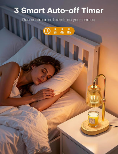 Candle Warmer Lamp with Timer Dimmer, Home Bedroom Decor Gifts for Women | Adjustable Height, Electric Wax Melts Warmer for Jar Candles, Birthday Christmas House Warming Gifts with 2 Bulbs