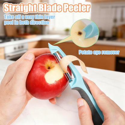 Bestac 3-in-1 Multifunctional Fruit & Vegetable Peeler - Stainless Steel Blade for Peeling/Julienning/Slicing Non-Slip Handle Ideal for Potatoes/Cucumbers/Apples Home Kitchen Daily Use (3)