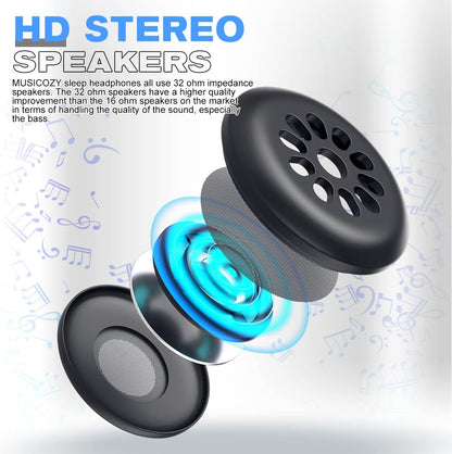 MUSICOZY 3D Sleep Headphones Bluetooth 5.4 Sleep Mask with HD Speakers