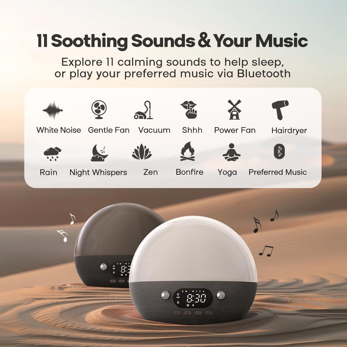 Sunrise Alarm Clock for Heavy Sleepers, Wake Up Light with Sunrise/Sunset Simulation, Dual Alarms & Natural Sounds, Snooze & Sleep Aid, FM Radio, 7 Colors Night Light for Bedroom, Ideal for Gift