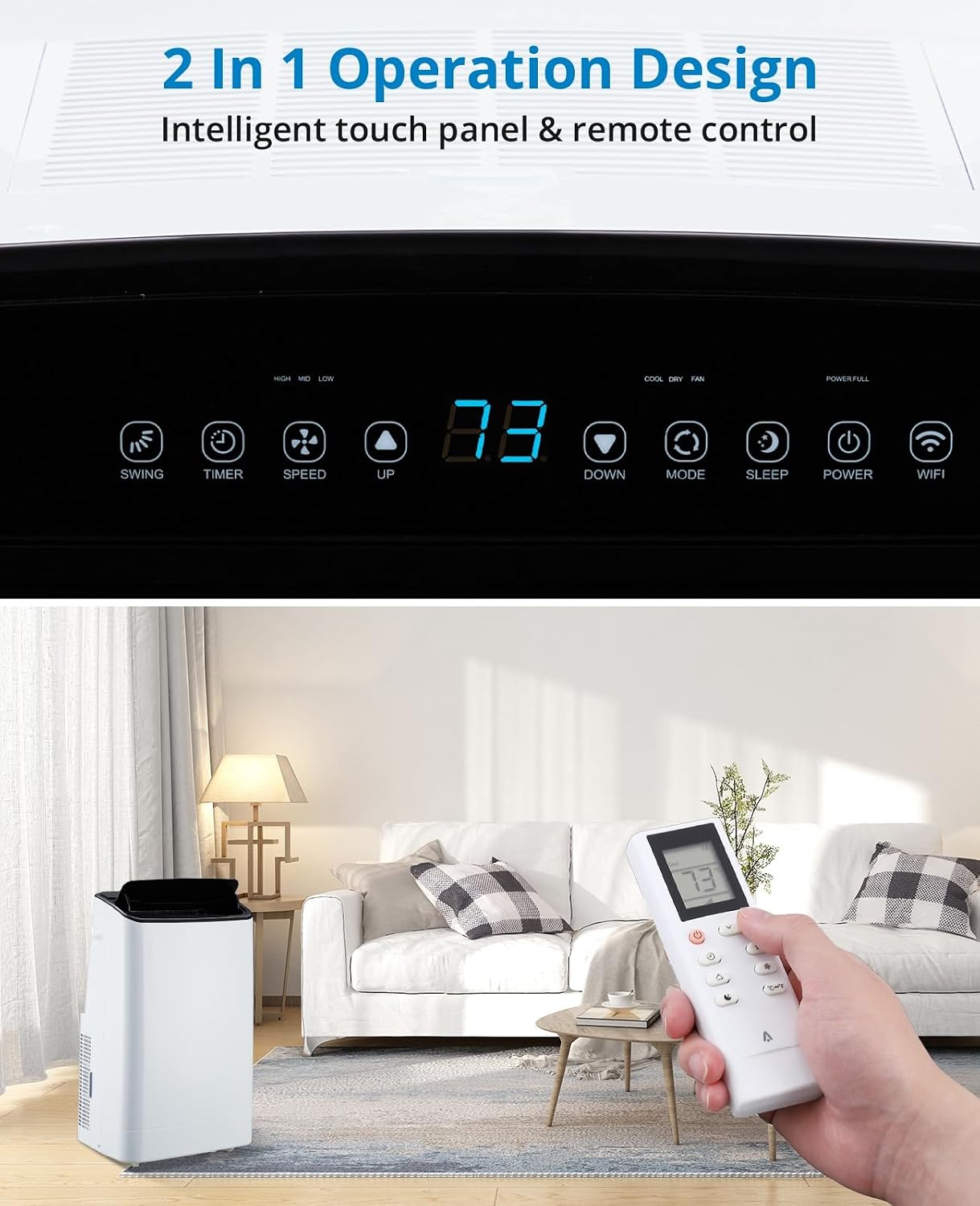 Garvee 14,000 BTU Portable Air Conditioner, 3-in-1 Portable AC for Rooms | Fast & Quiet Cooling for Rooms up to 750 Sq.Ft, Remote Control, LED Display Panel, Included Easy Install Window Kit