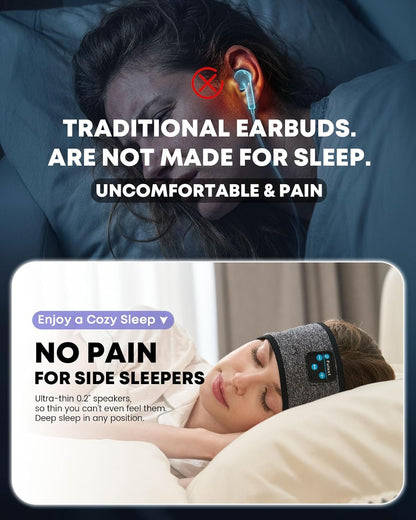 Sleep Headphones Bluetooth Headband,Sleeping Headphones Sports Headband, Long Time Play Sleeping Headsets with Built in Speakers Perfect for Workout,Running,Yoga