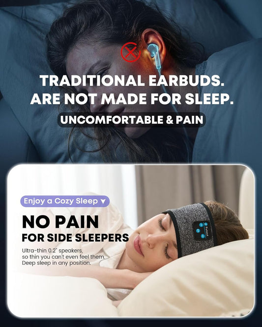 Sleep Headphones Bluetooth Headband,Sleeping Headphones Sports Headband, Long Time Play Sleeping Headsets with Built in Speakers Perfect for Workout,Running,Yoga