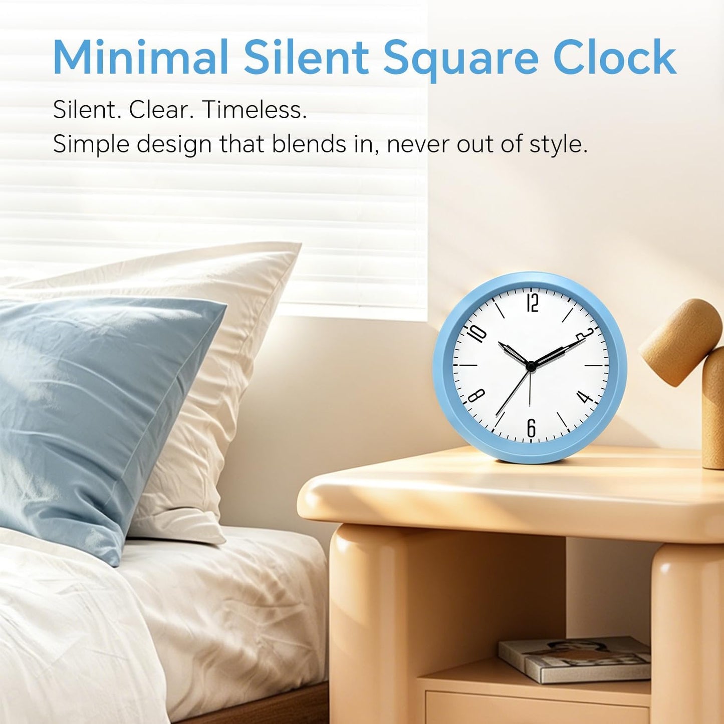 Silent Analog Loud Alarm Clock for Bedrooms, 4.5" Battery Operated Alarm Clock with Modern Round Design, Plastic Small Desk Clock for Heavy Sleepers Adults Teens Seniors College Dorms, Green