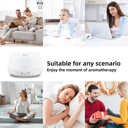 SEEDSEEL 300ML Essential Oil Diffuser with 7-Color LED Lights and Remote Control, Modern Minimalist Design, High-Efficiency Ultrasonic Mist Aromatherapy Diffuser for Home