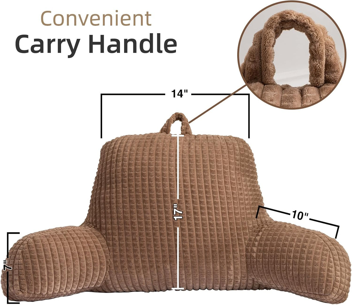 A Nice Night Darkgrey 17" Bed Wedge Pillows with Arms for Sitting