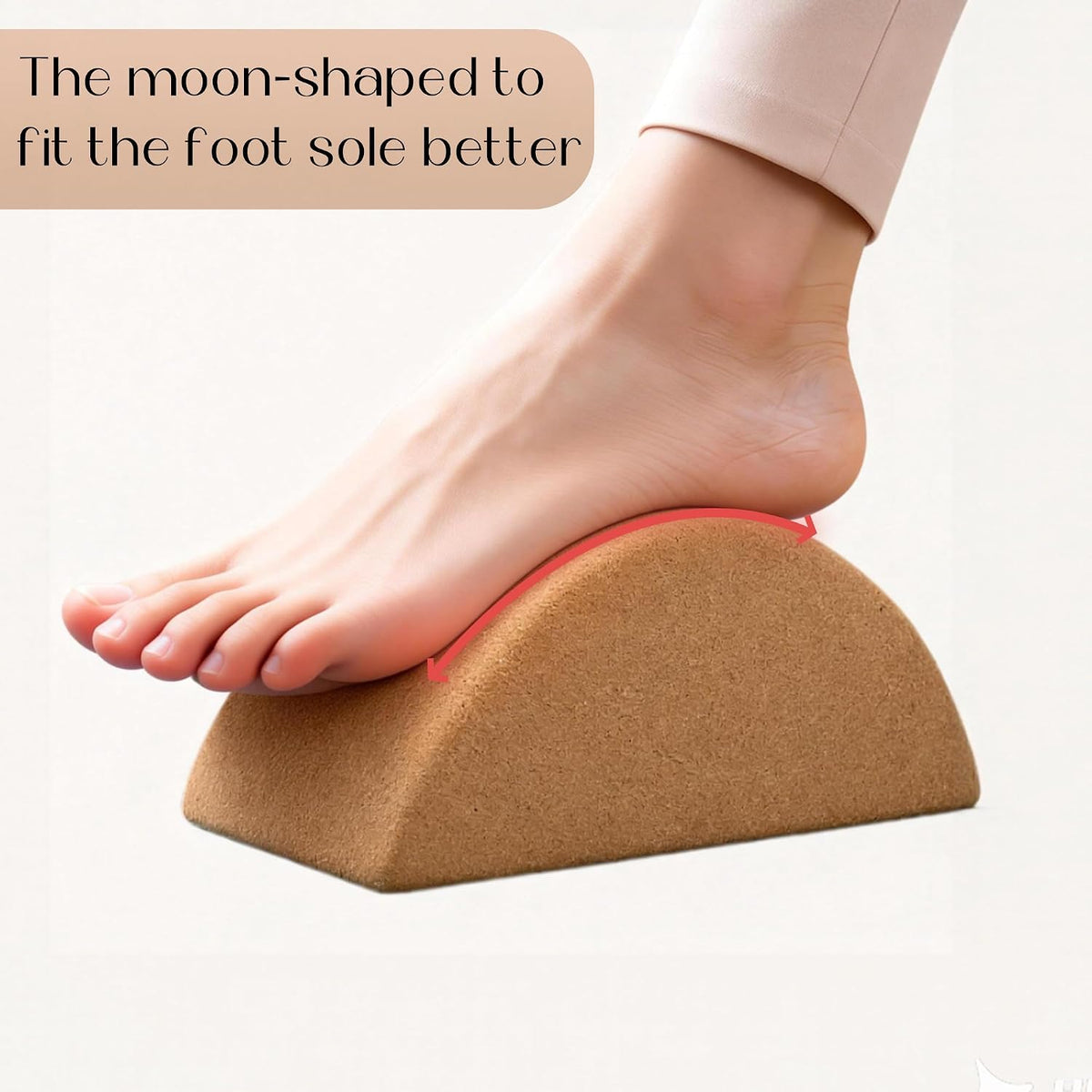 Cork Calf Stretcher Foot Rocker - Half Moon Yoga Block for Plantar Fasciitis, Recovery Ankle Stretcher Balance Blocks Leg Muscle Strength Traning Sports Workout Equipment, Anti-Slip