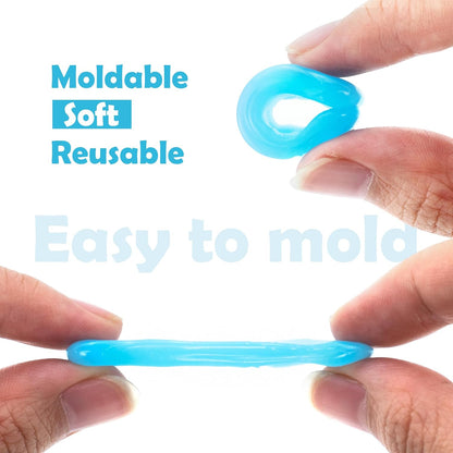 BlingKingdom 4 Pairs Moldable Silicone Ear Plugs, Soft Reusable Noise Cancelling Sleep Earplug for Sleeping, Airplanes, Travelling, Studying, Concerts, Swimming (Blue)