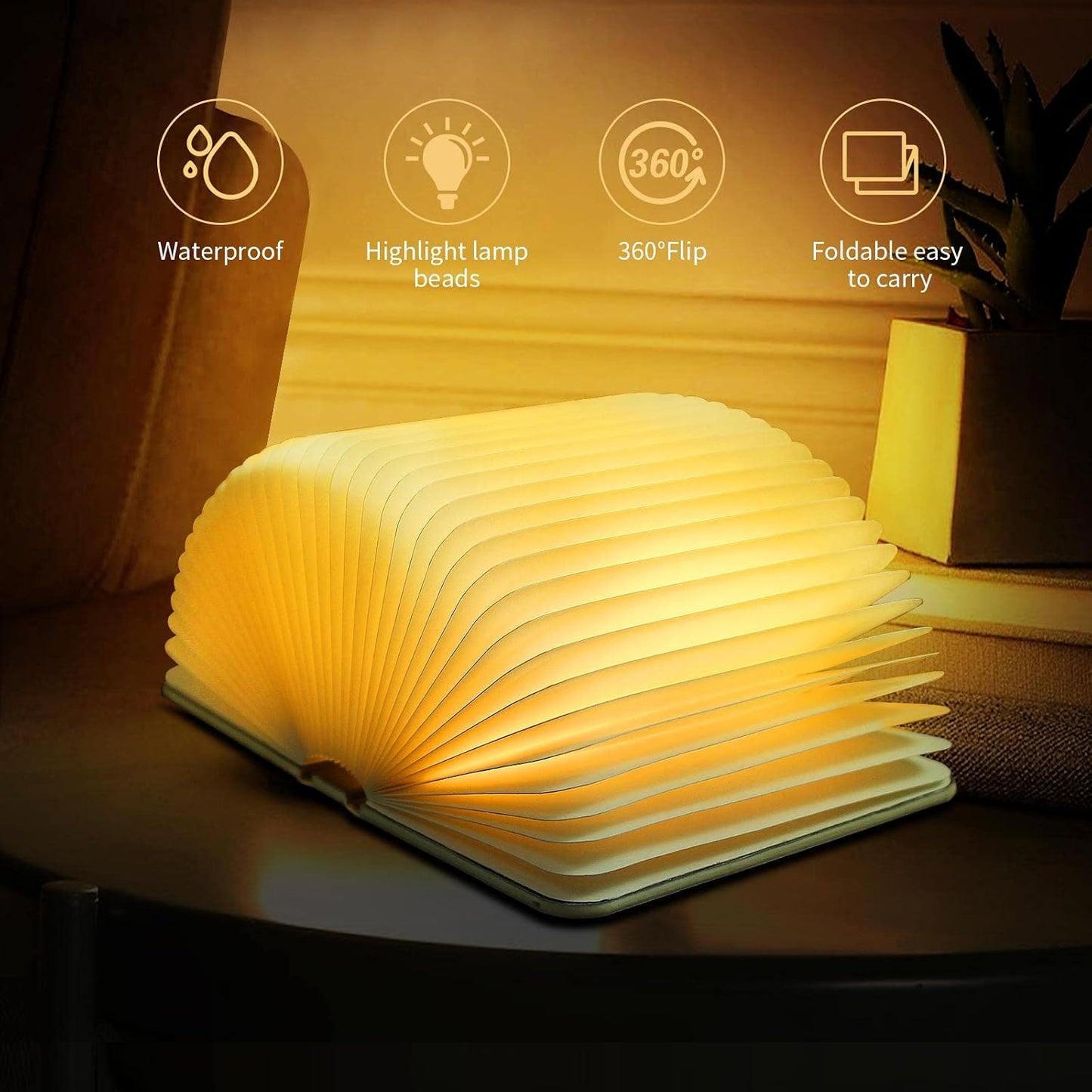 QXMGCBOK Folding Book Lamp Dragon Night Light | Book Light as Gifts for Book Lovers,Portable Bedside Light 3 Colors