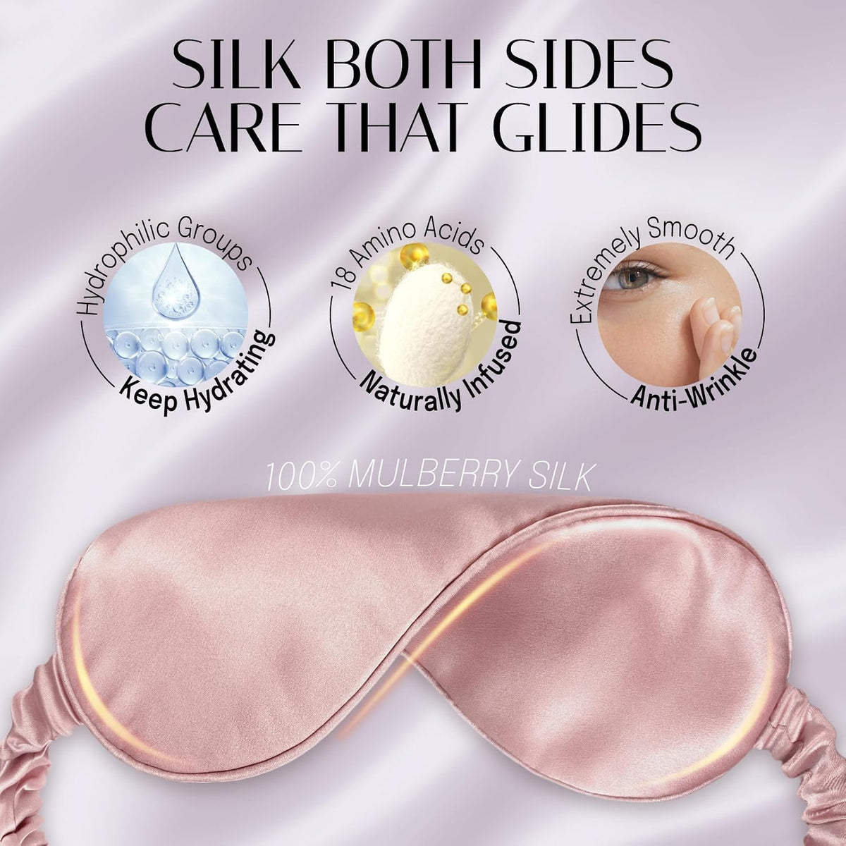 OLESILK 100% Mulberry Silk Sleep Mask for Women - Zero-Pressure Blackout