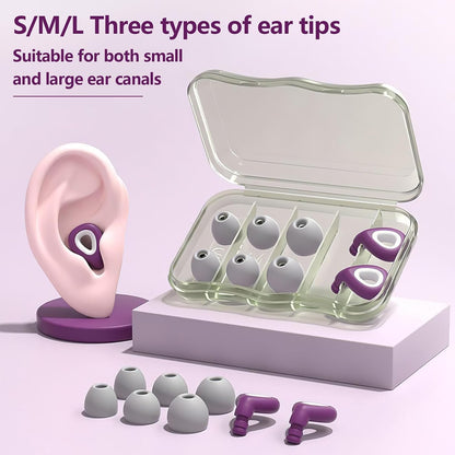 Noise Cancelling Ear plugs for Sleeping - Black Comfortable Reusable Silicone Earplugs for Sleep 24dB Noise Reduction Snoring and Studying Travel Concerts Hearing Protection with 3Tips and Storage Box