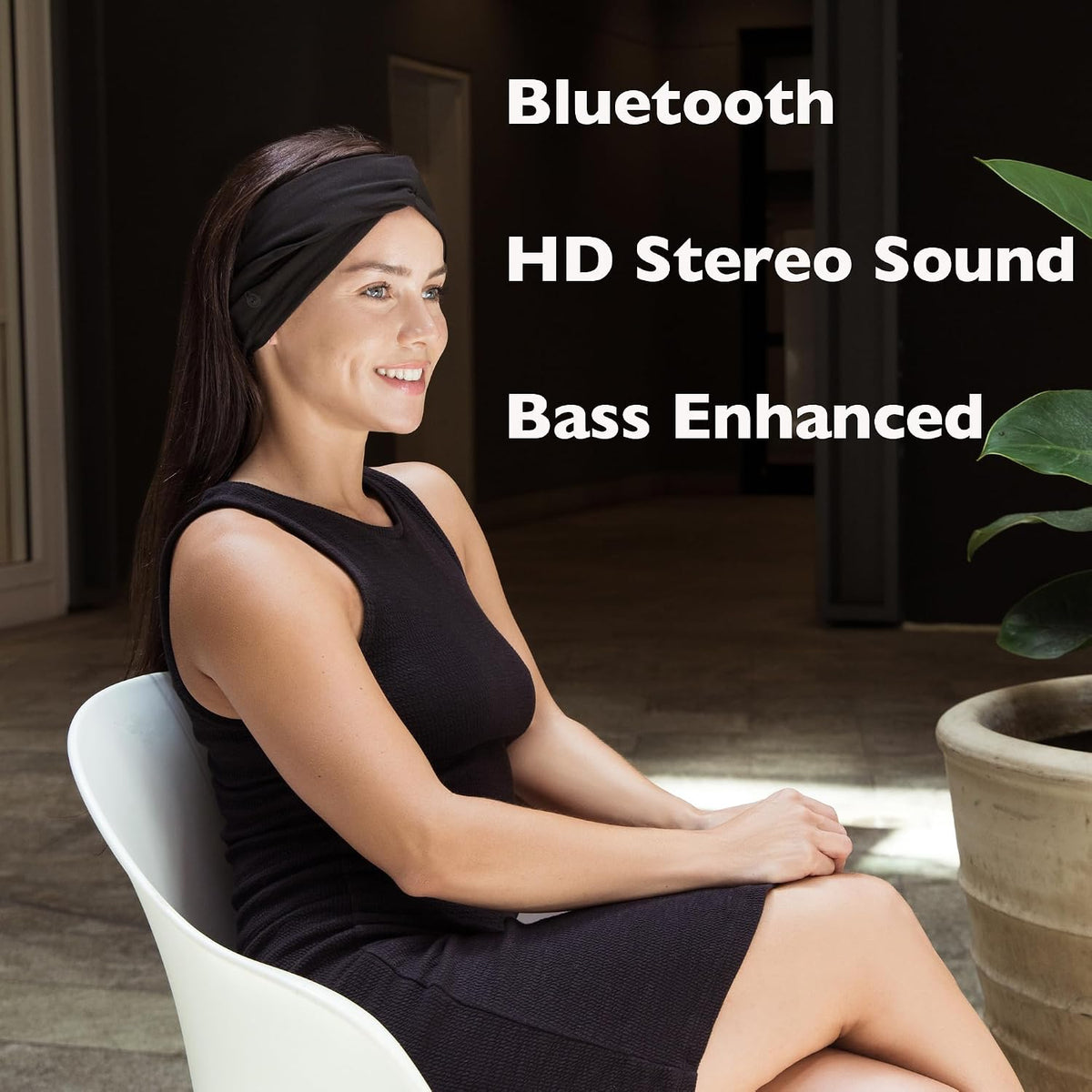 Bluetooth Headband Headphones for Women, Wireless Headband Headphones for Yoga, Running, Work, Sport, Over Ear, HD Stereo, 11H Playtime, Noise Isolation, Built-in Mic, Black