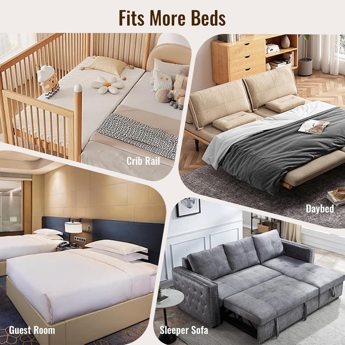 Vekkia 75”×12”Wide & Thin Split King Gap Filler for Adjustable Bed | For 1.5”–3” Gaps, Easy Install, Bed Bridge Twin XL to King, Washable Cover, Fits College Dorm, Guest Room, Hotel, Daybed