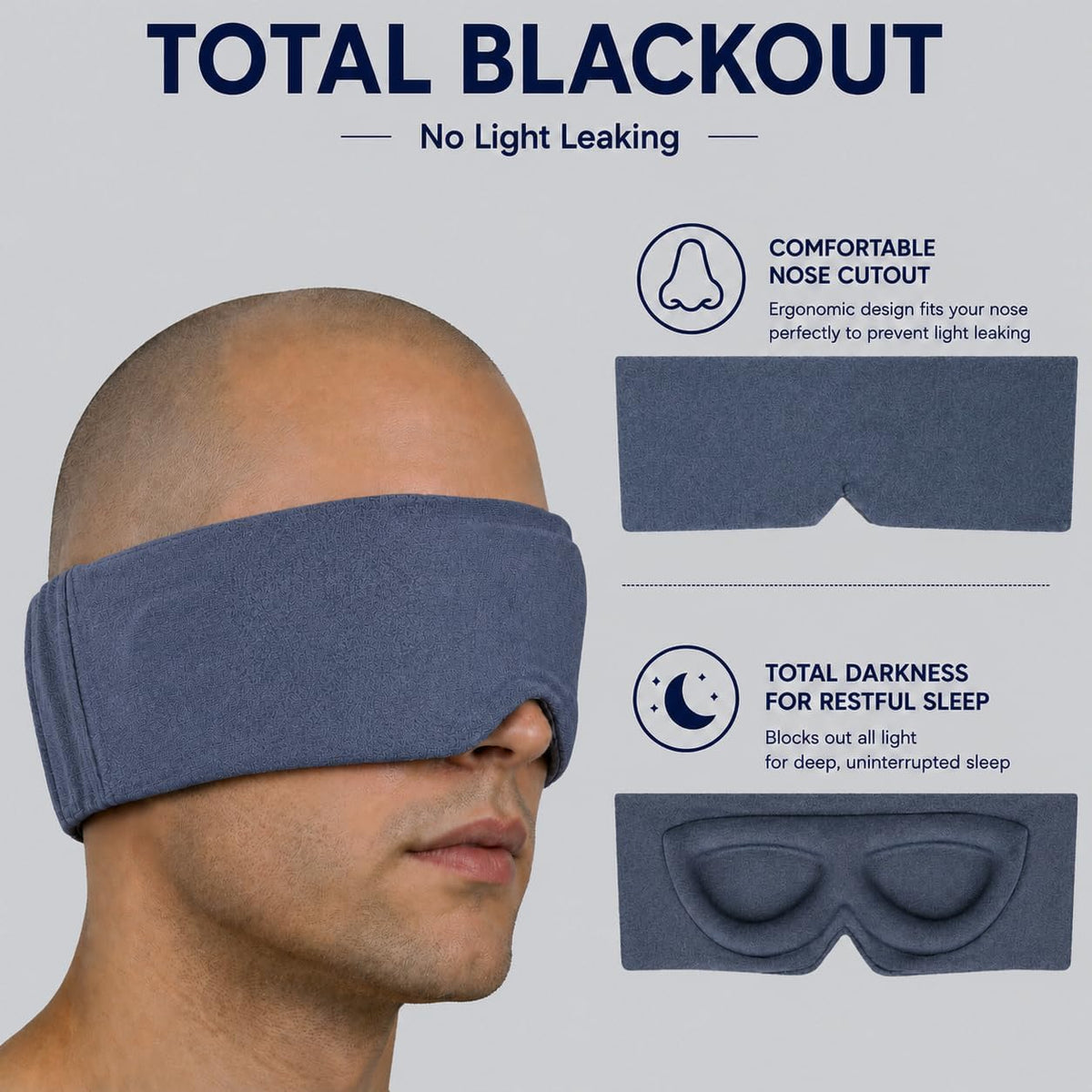 ALASKA BEAR Memory Foam Sleep Mask, Contoured Eye Cups for Women Men, Blue