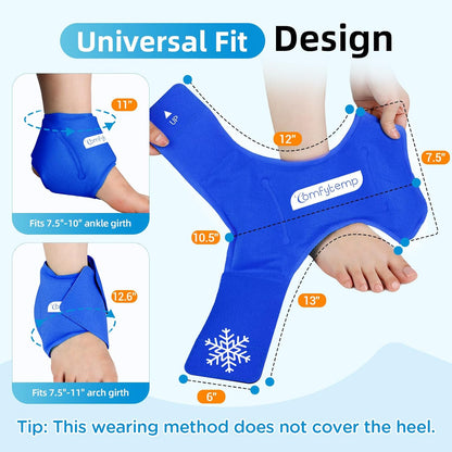 Comfytemp Ankle Ice Pack Wrap for Plantar Fasciitis, Swelling, Foot Pain Relief, FSA Eligible HSA, Gel Packs for Injuries Reusable, Hot Cold Compress for Achilles Tendonitis, Sprained Ankles, 2 Packs