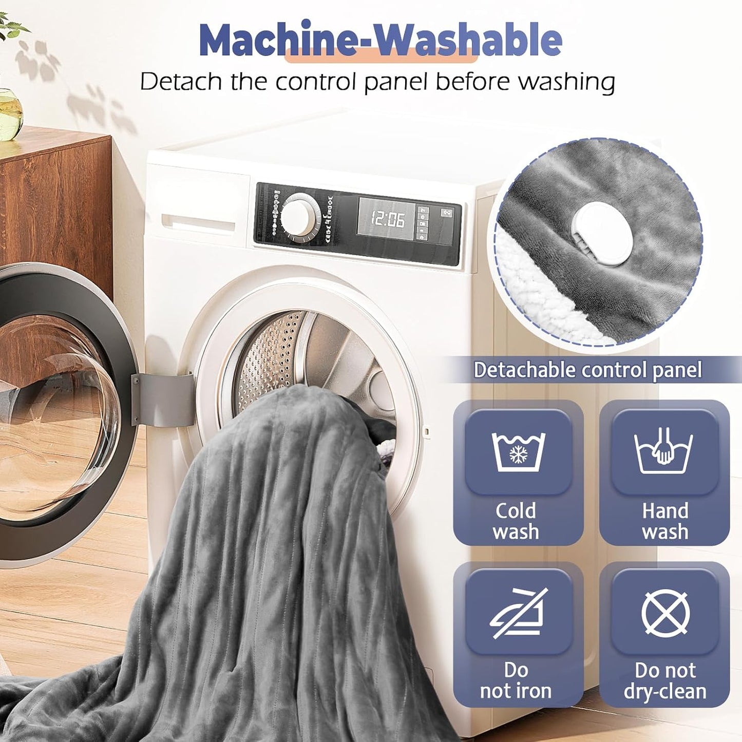 Wearable Heated Blanket with Foot Pocket, Electric Wearable Throw Blanket with Sleeves, Hood, Portable Heated Blanket with 8 Heat Settings, 1-10 Hours Auto Shut-off, Gift for Family, Friends, 50*70"