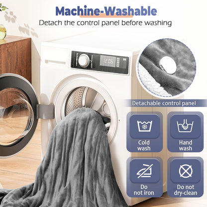 Wearable Heated Blanket with Foot Pocket, Electric Wearable Throw Blanket with Sleeves, Hood, Portable Heated Blanket with 8 Heat Settings, 1-10 Hours Auto Shut-off, Gift for Family, Friends, 50*70"