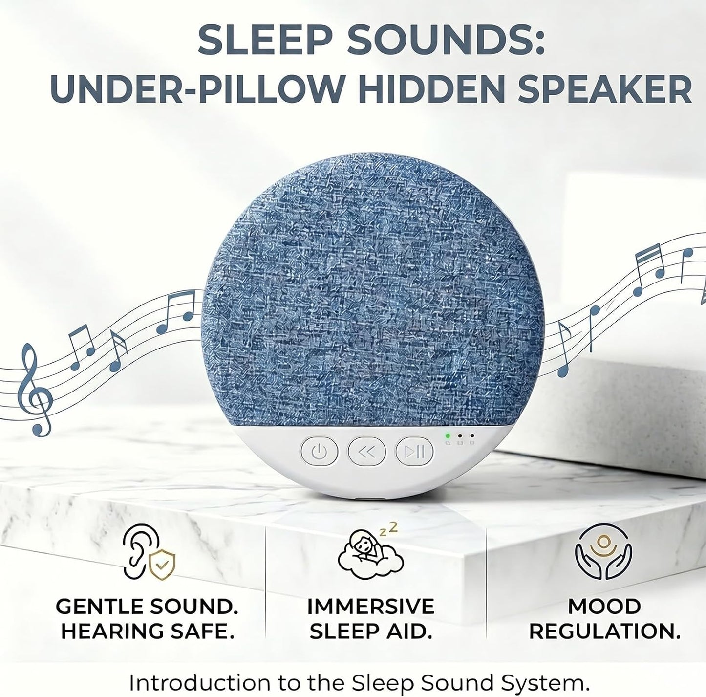 Dreamwave Pillow Speaker, Mini Sleep Companion, 48-Hour Ultra-Long Battery Life