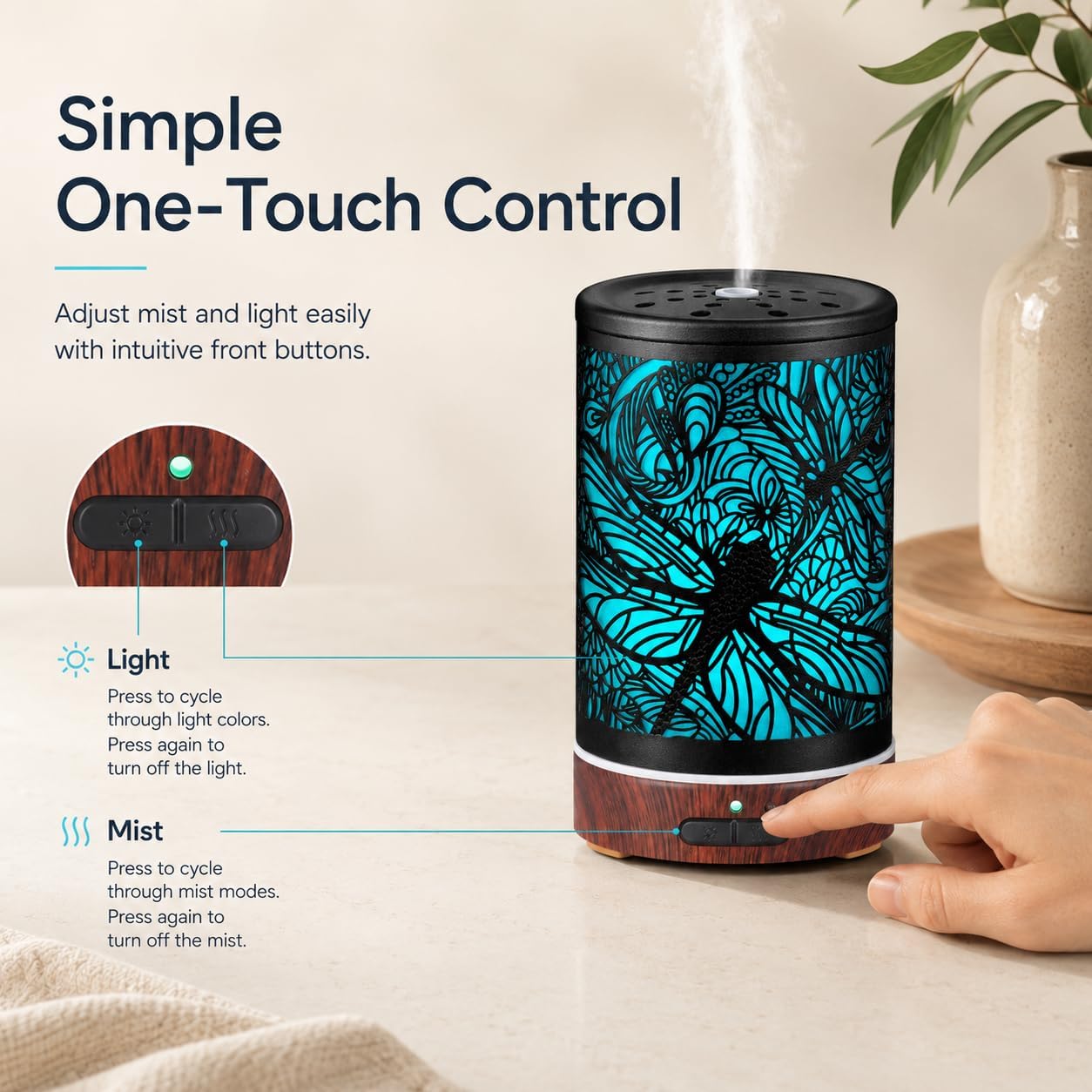 Tree Essential Oils Diffuser for Home 150ML Aromatherapy Diffuser | Birthday Gifts for Women mom,Metal Cool Mist Humidifier with 7 Colors Lights Waterless Auto Off Air Diffusers