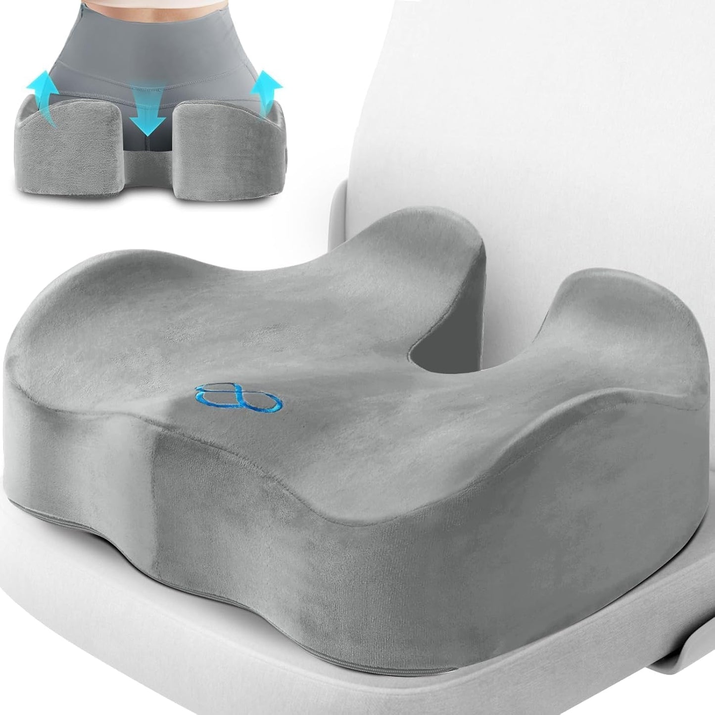 CushyOasis Seat Cushion, Gel Memory Foam Office Chair Cushions, (Black) | Chair Cushion, Anti-Slip Bottom & Removable Cover Tailbone Pain Relief Cushion, Memory Foam Seat Cushion for Office