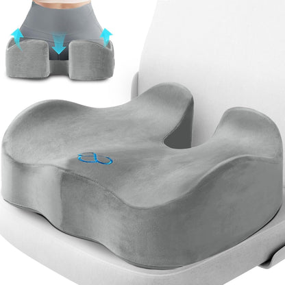 CushyOasis Seat Cushion, Gel Memory Foam Office Chair Cushions, (Black) | Chair Cushion, Anti-Slip Bottom & Removable Cover Tailbone Pain Relief Cushion, Memory Foam Seat Cushion for Office