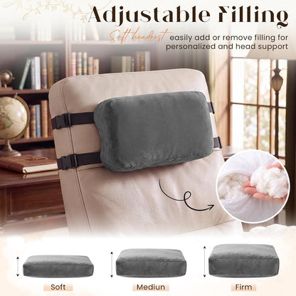 Novabright Head Recliner Pillow Adjustable Headrest Pillow for Recliner 15.75 x 7.87‘' Detachable Soft Non Slip Velvet Relieve Neck Support for Sofa Couch Armchair Travel Home with Zipper Cover