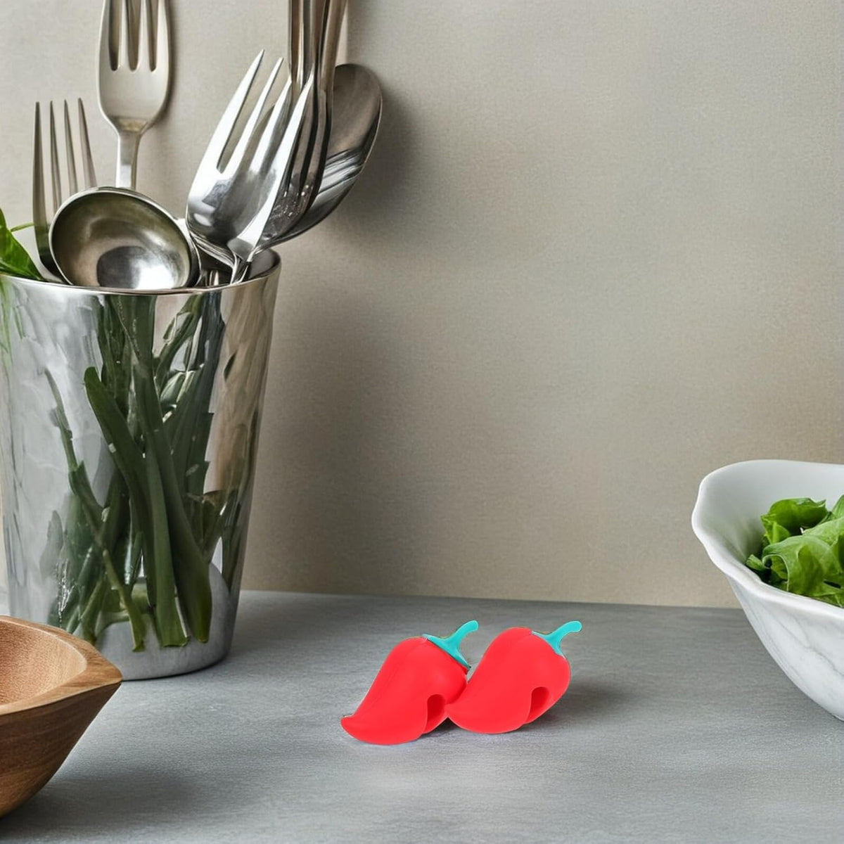 Pepper Shape Silicone Pot Lid Holders Boil Over Stopper Spill-proof Steam Releaser Recyclable Material (Red)