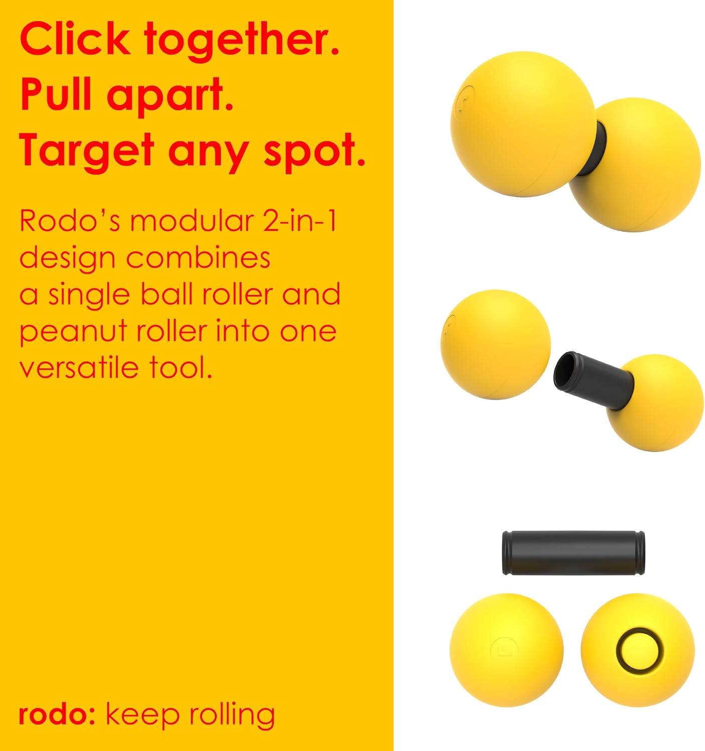 2-in-1 Medium Peanut & Lacrosse Ball Roller | Deep Tissue Massage Tool for Fascia, Plantar Fasciitis, Hips & Back | Mobility & Recovery Roller | Compact, Travel-Friendly, Pilates & Therapy Ready
