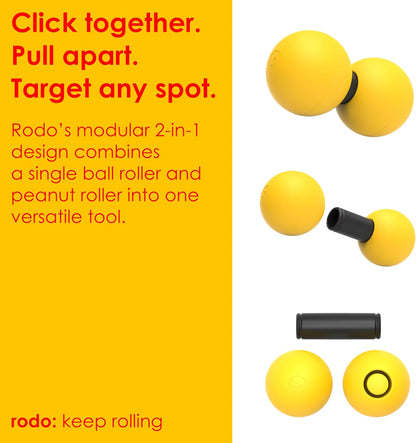 2-in-1 Medium Peanut & Lacrosse Ball Roller | Deep Tissue Massage Tool for Fascia, Plantar Fasciitis, Hips & Back | Mobility & Recovery Roller | Compact, Travel-Friendly, Pilates & Therapy Ready