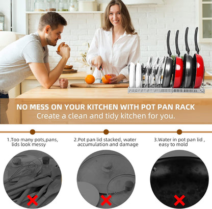 ROOHUA Pot and Pan Lid Organizer Rack for Under Cabinet, 12"-23" Expandable | 10 Adjustable Dividers, Holds Pan Lids, Cookware & Bakeware, Creates Tidy Cabinet Storage, Durable Metal, Bronze