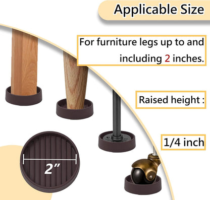 Jayen Rubber Furniture Caster Cups, Non-Slip Round Furniture Pads, 1.5" | Inner & Outer Anti-Slip Texture Helps Keep Beds and Couches from Sliding While Protecting Hardwood, Tile & Other Floors