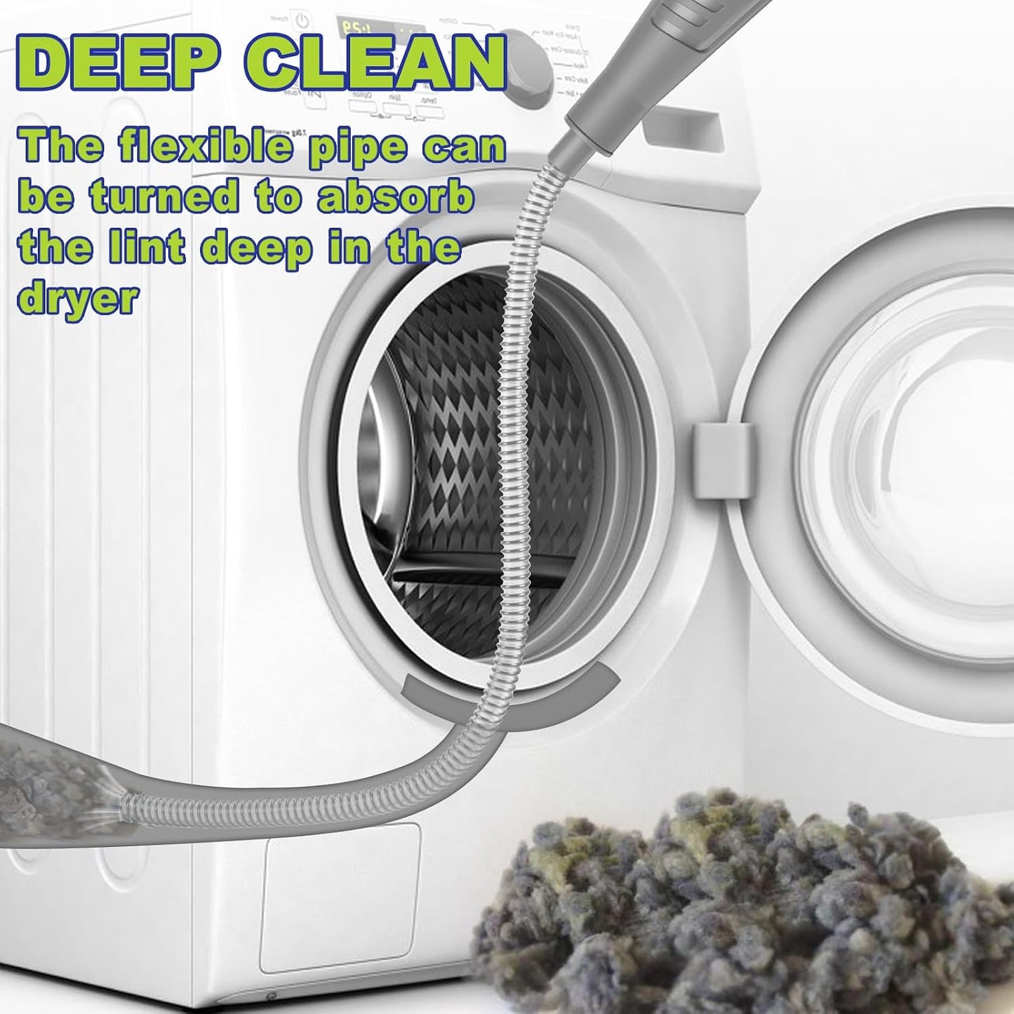 Sealegend 2Pcs Dryer Vent Cleaner Kit - Vacuum Hose Attachment & Brush Blue | Fits Most Vacuums, Slim Round Hose Reaches Tight Spaces, Removes Stubborn Lint & Dust from Dryer Vents, Filters, Coils
