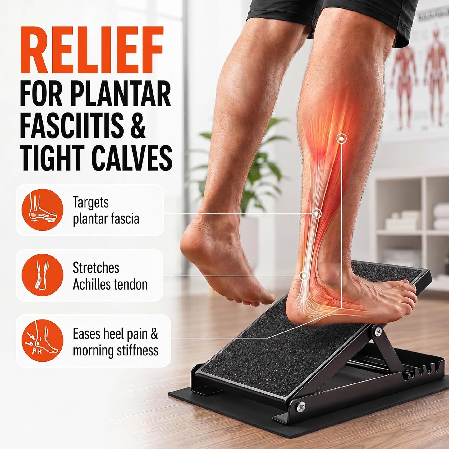 2 Pack Adjustable Slant Board for Calf Stretching, Steel Calf Stretch Board 20°-40° Non-Slip Squat Wedge with Handle for Exercise Rehab Leg Stretch and Plantar Fasciitis Relief