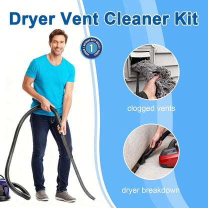 Upgraded Dryer Vent Cleaner Kit: Dryer Lint Vac Attachment, Universal Vacuum Hose Attachment Tool for Lint Removal, Clogged Ducts Deep Cleaning, Quickly Lint Remover