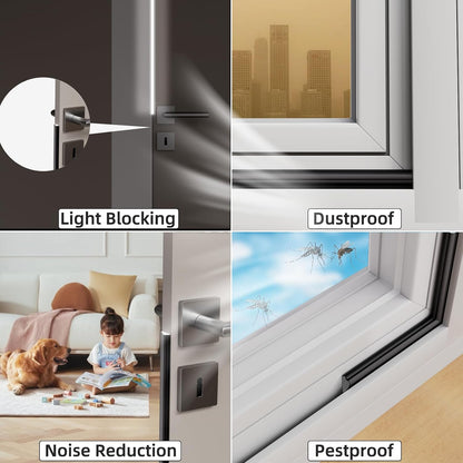 3 Pack*16.4 Ft Self-Adhesive Wedge Foam Window Weather Stripping Door Seal Strip, Soundproof Exterior Front Door Frame Gap Filler, Draft Stopper Foam Tape Noise Light Blocker (Black)