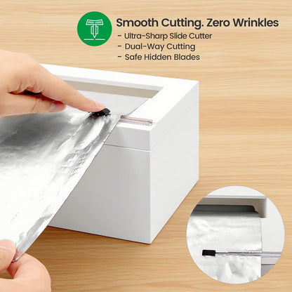 Libreshine 12-Inch Bamboo Plastic Wrap Dispenser with Cutter for Large Roll | Fits many 3000 ft plastic wrap and 1000 ft foil rolls, including Kirkland Signature rolls sold at Costco