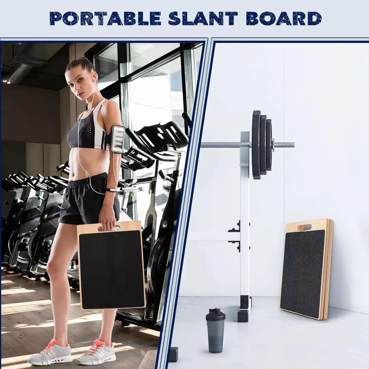 3-in-1 Portable Wooden Slant Board for Calf Stretching - Calf Stretcher & Incline Board Convertible to Balance Board + Resistance Band - 5 Angles, Anti-Slip Squat Wedge for Squats, Plantar Fasciitis, Achilles & Physical Therapy