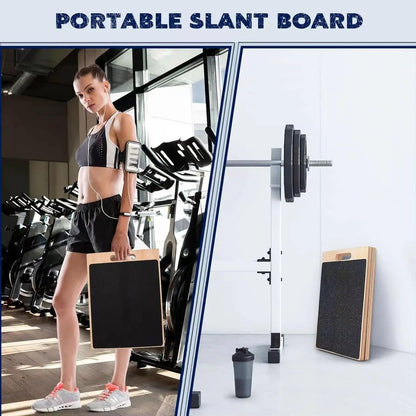 3-in-1 Portable Wooden Slant Board for Calf Stretching - Calf Stretcher & Incline Board Convertible to Balance Board + Resistance Band - 5 Angles, Anti-Slip Squat Wedge for Squats, Plantar Fasciitis, Achilles & Physical Therapy