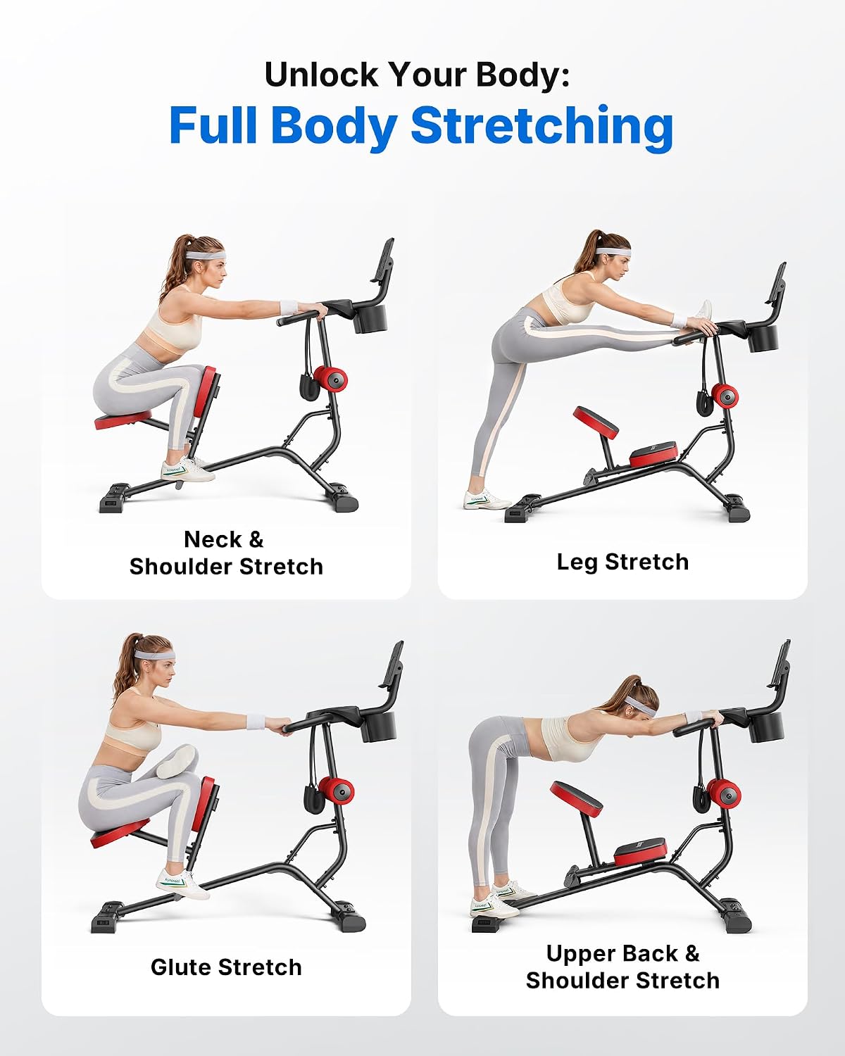 MERACH Full Body Stretch Machine Back Stretcher, 350LBS Weight Capacity | Relieves Back Pain, Extra Wide Seat, Flexibility Training, Padded Seat, Exercise Guide Chart, Stable Steel Frame, Home Gym