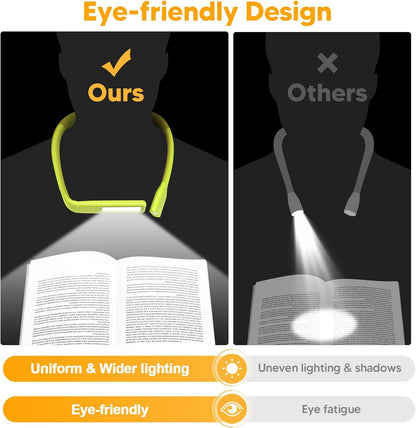 Neck Reading Light Book Lovers Gifts, Rechargeable 80Hrs Eye-friendly 3 Colors & Stepless Dimming Book Light for Reading, Christmas Stocking Stuffers for Men Women Camping Knitting Crochet Accessories