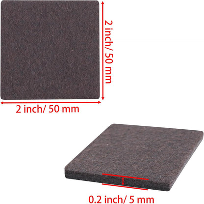 3.5inch Square Felt Furniture Pads, 16Pcs Self Adhesive Cuttable Felt Furniture Leg Pads Floor Protectors Furniture Sliders for Hardwoods Floors, Brown