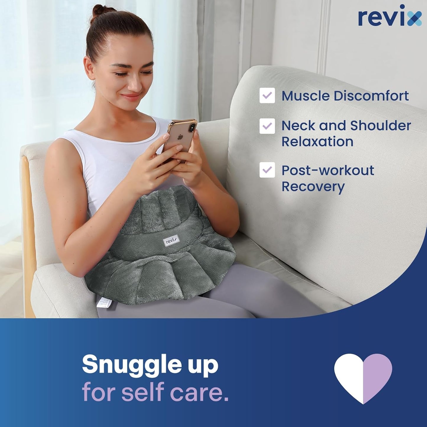 REVIX Microwave Heating Pad for Neck and Shoulders Back, Microwavable Heated Neck Wrap Warmer with Moist Heat, Lavender Aromatherapy Hot and Cold Pack
