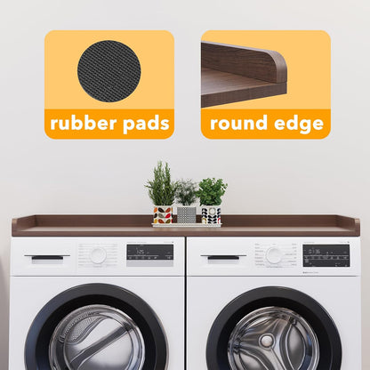 SpaceAid Washer Dryer Countertop, Laundry Wood Shelf Topper with Edge, 54" Width x 27.5" Depth Cover Guard Organizer for Washer and Dryer Laundry Hamper Counter Storage Organization (Black)