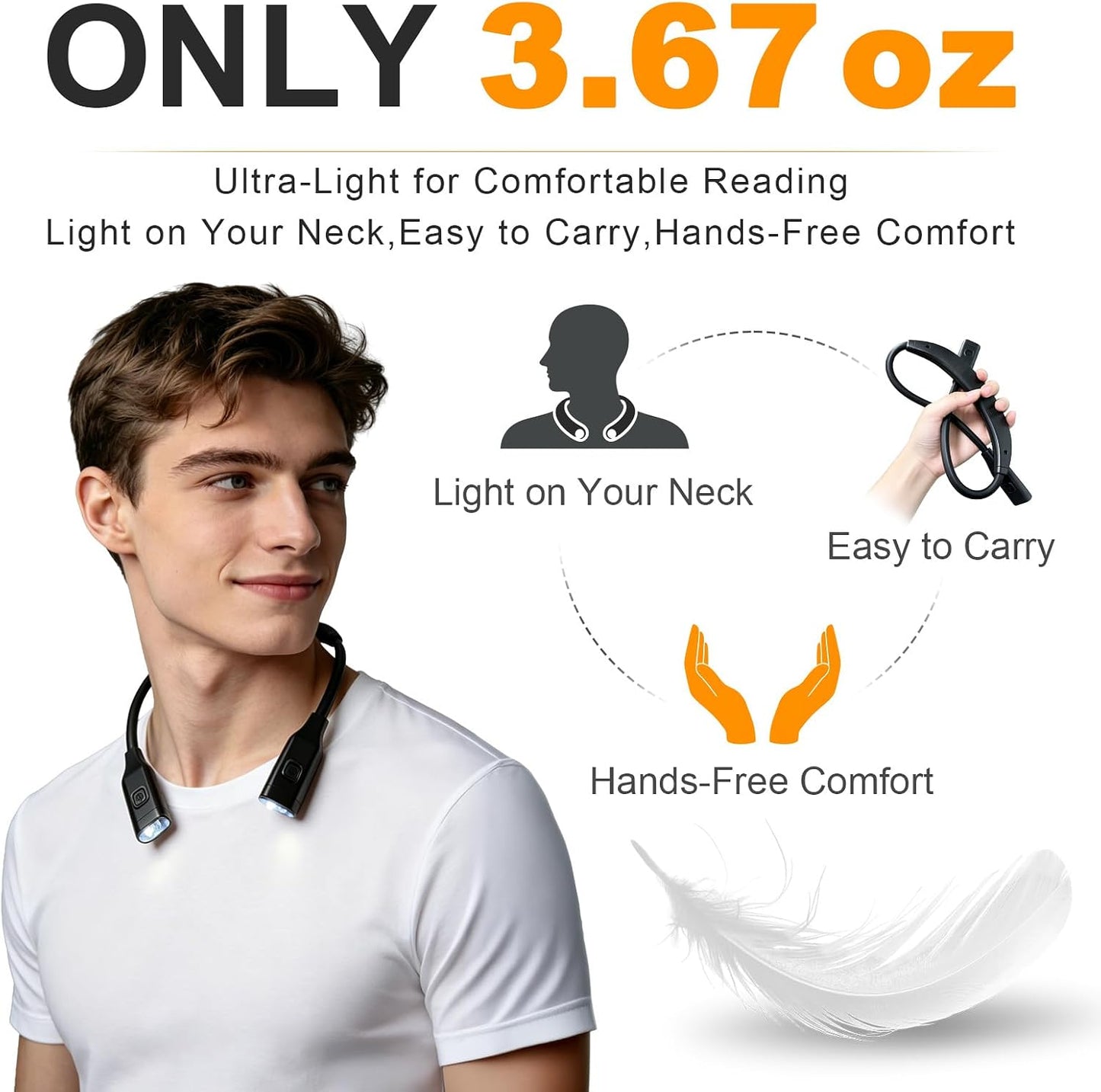 Book Light, 3-Color & 9-Brightness Reading Light, Bendable Neck Light, 60-hr Lasting Rechargeable Lamp, Perfect Book Light for Reading in Bed, Knitting, Camping (Classic, 1)