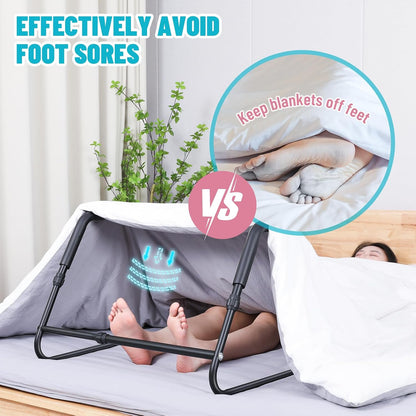 Blanket Lifter for Feet on the Mattress–Height & Width Adjustable Bed Cradle for Feets, Keep Blankets Off Feet with Stable Triangle Structure, Anti-Slip Design & Convenient Storage