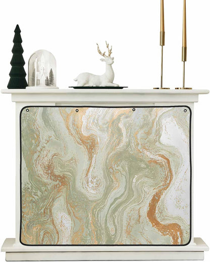 Magnetic Fireplace Cover Sage Green Marble Fireplace Screen Decorative Abstract Fluid Art Insulation Fireplaces Blocker Blanket Save Energy Fireplaces Draft Stopper Covers for Living Room 36x30 Inch