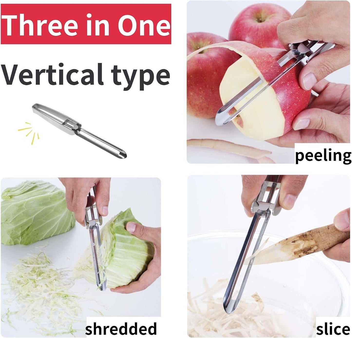 Stainless Steel Peeler Long Vegetable Peeler 8.5 inch | Potato Peeler Cabbage Peeler with Plastic Safety Cover Seki Japan