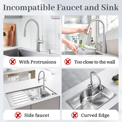 PoYang 23.6 Inch Silicone Sink Splash Guard, Kitchen Sink Mat, Light Grey | Faucet Mat with Wide Drainage & Cuttable Hole, Keeps Faucet Base Dry, Long & Short Sink Protectors for Kitchen, Bathroom & RV