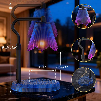 Flower Candle Warmer Lamp,Adjustable Timer & Dimmer(Black2) | Adjustable height fits jars. Timer & dimmer safe melt. 2 bulbs & heat-proof base. Perfect for bedroom, office, or gifting.